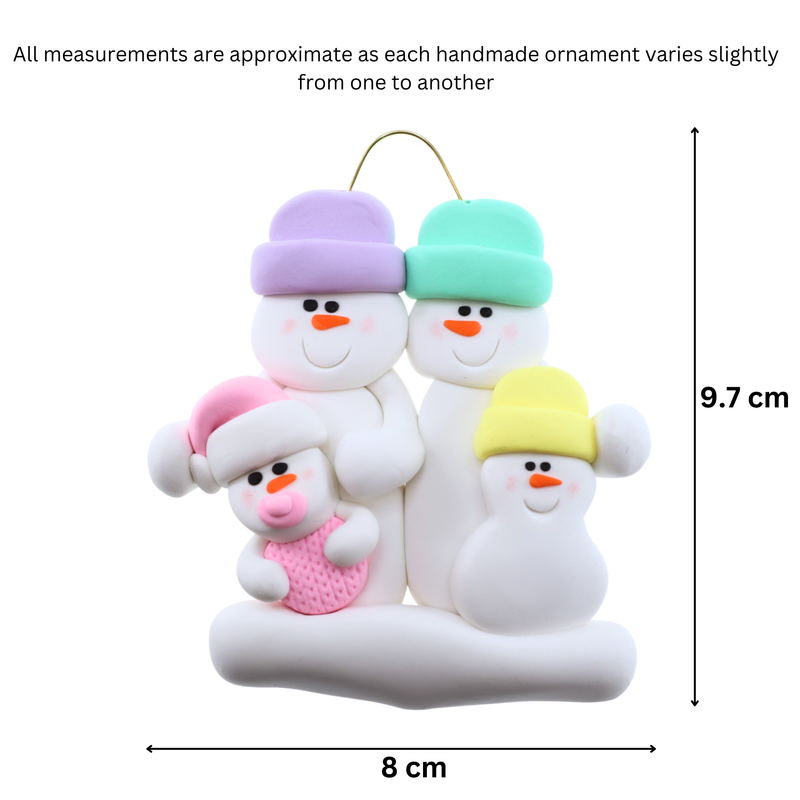 Pink Baby Family of 4 Christmas Ornament (new colors)