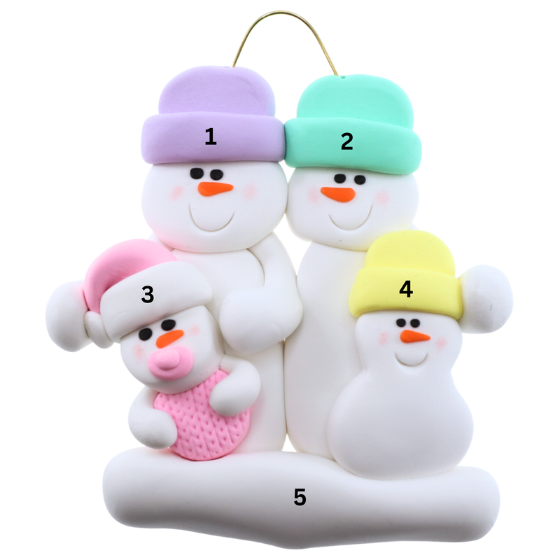 Pink Baby Family of 4 Christmas Ornament (new colors)