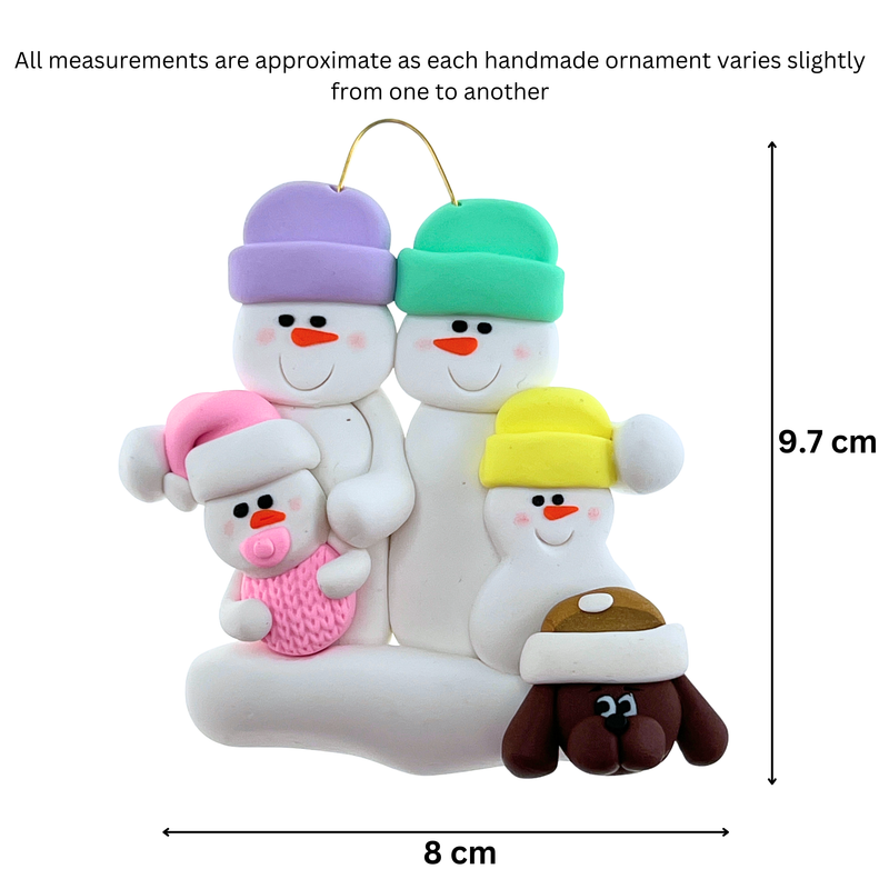 Baby Family 4 People - Pink with 1 Pet Christmas Ornament (New Colours)