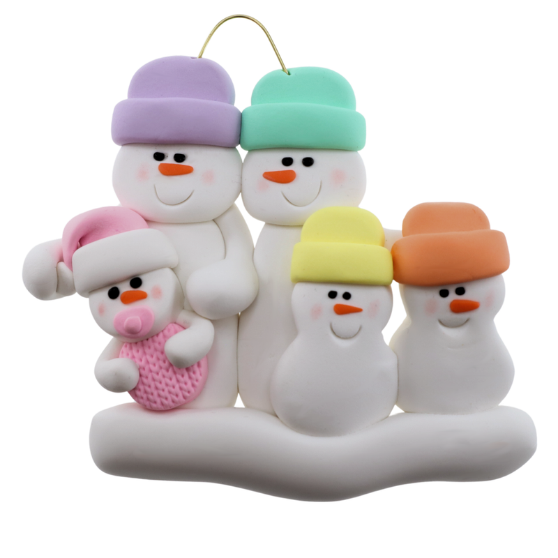 Pink Baby Family of 5 Christmas Ornament (new colors)