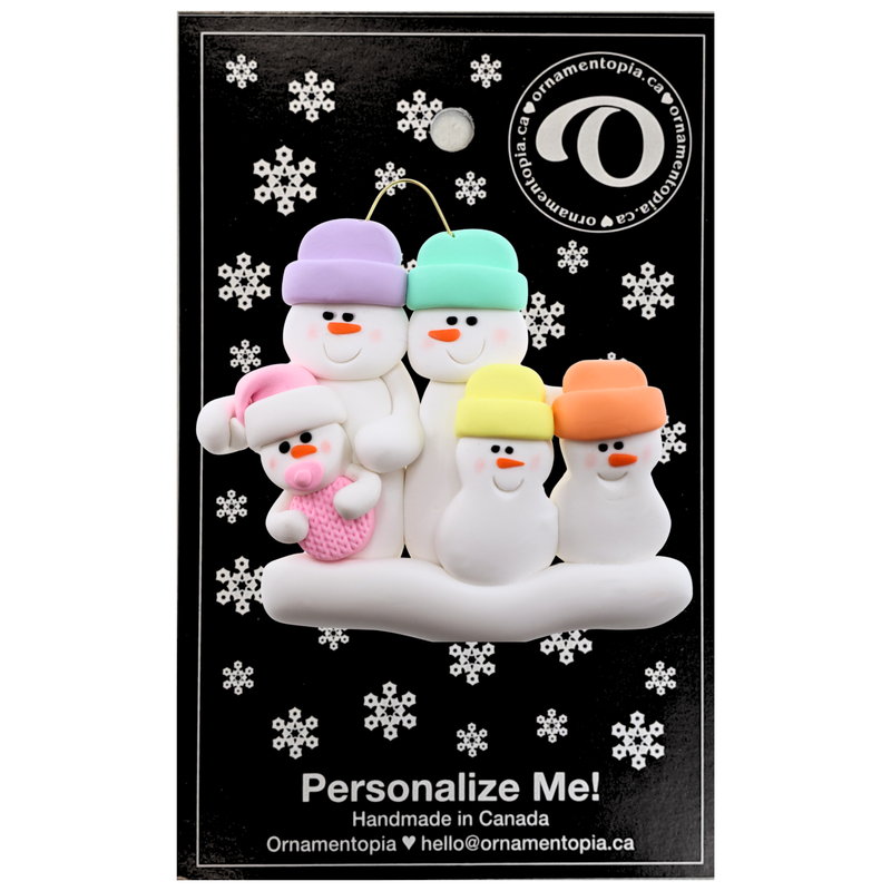 Pink Baby Family of 5 Christmas Ornament (new colors)