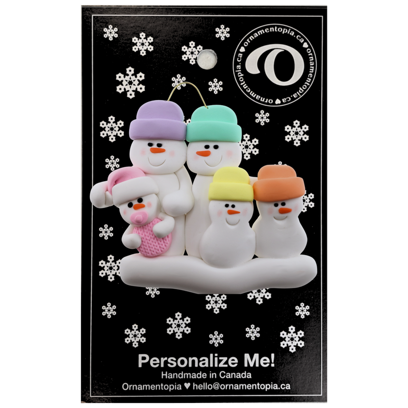 Pink Baby Family of 5 Christmas Ornament (new colors)