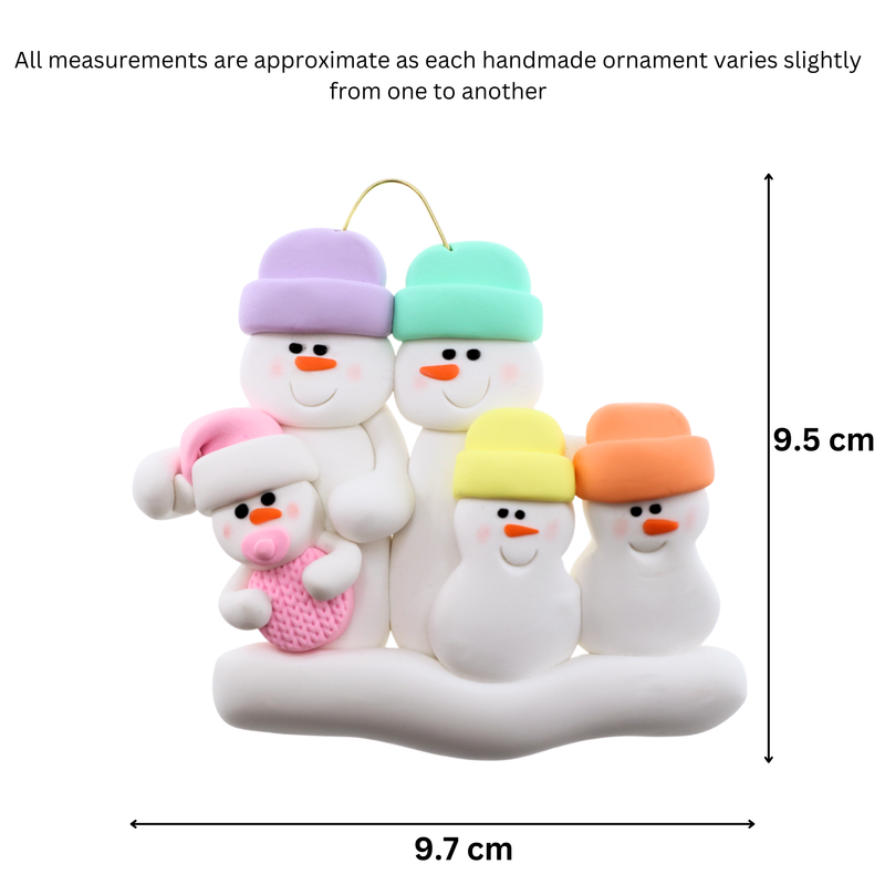 Pink Baby Family of 5 Christmas Ornament (new colors)