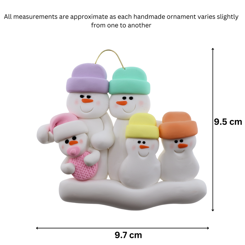Pink Baby Family of 5 Christmas Ornament (new colors)