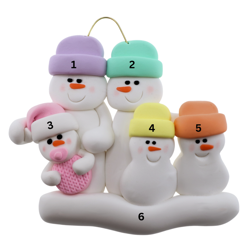 Pink Baby Family of 5 Christmas Ornament (new colors)