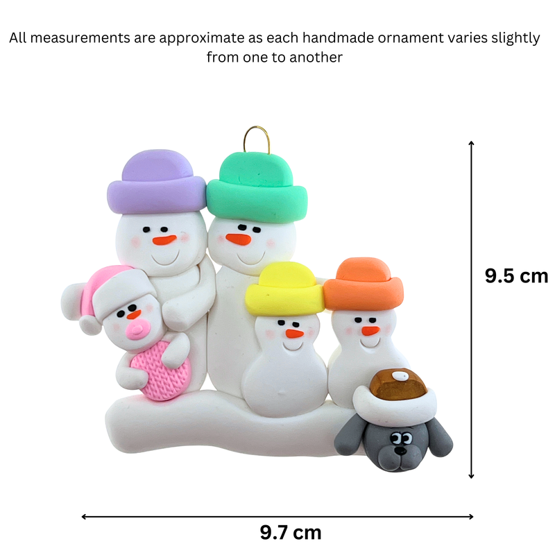 Baby Family 5 People - Pink with 1 Pet Christmas Ornament (New Colours)