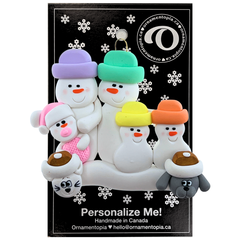 Baby Family 5 People - Blue with 2 Pets Christmas Ornament (New Colours)