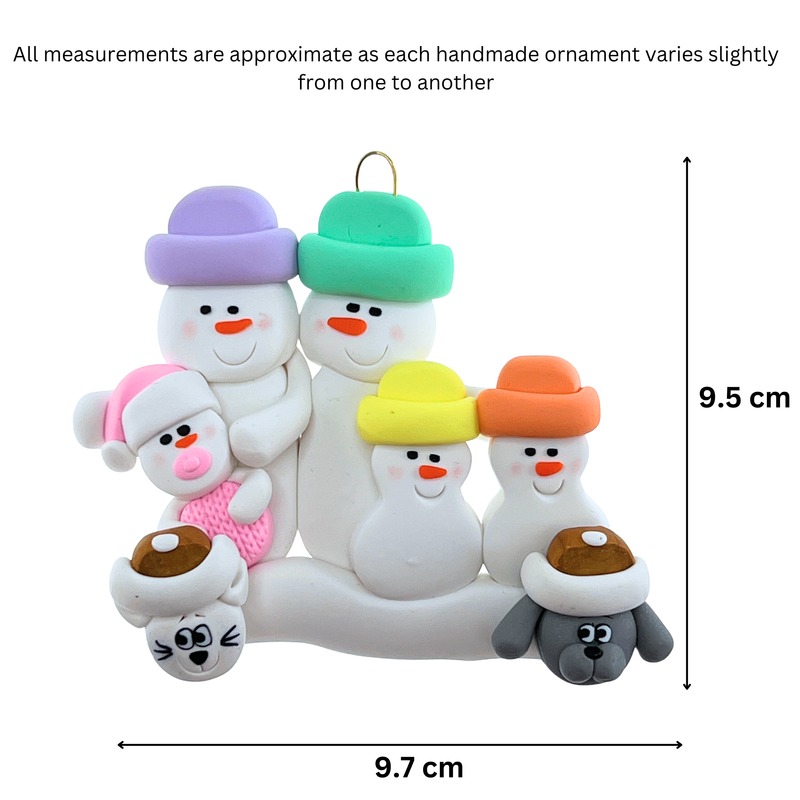 Baby Family 5 People - Blue with 2 Pets Christmas Ornament (New Colours)