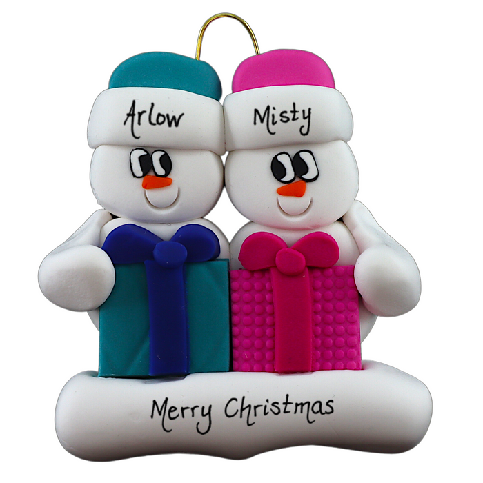 Present Snowmen Family of 2 Ornament