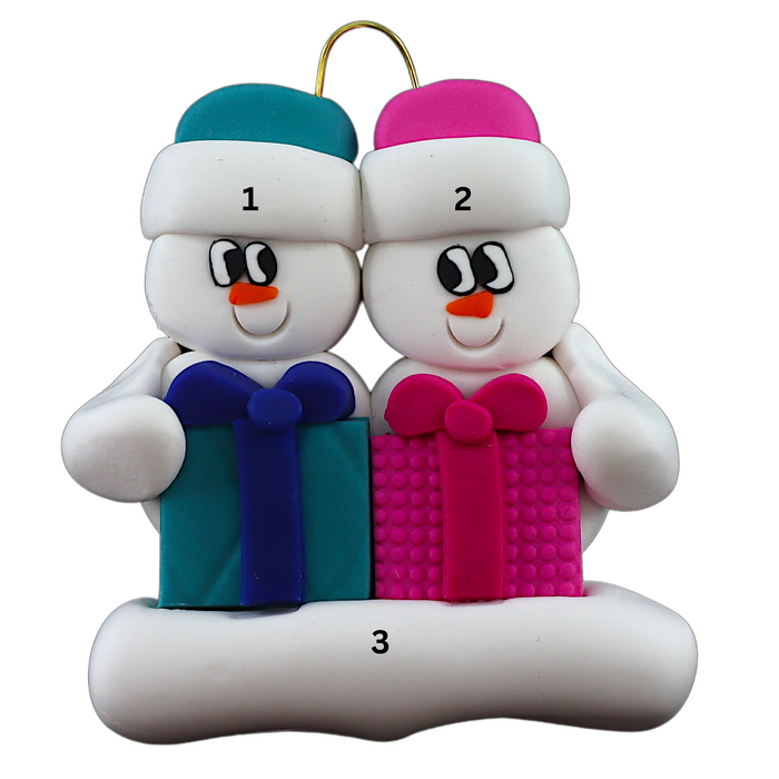 Present Snowmen Family of 2 Ornament