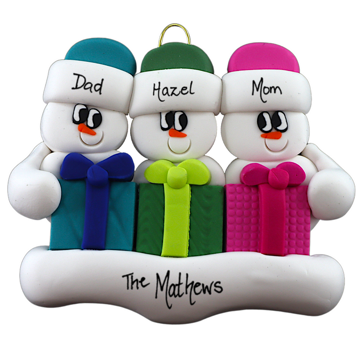 Present Snowmen Family of 3 Ornament