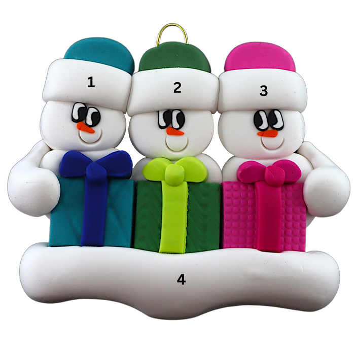 Present Snowmen Family of 3 Ornament