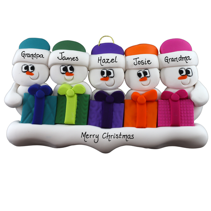 Present Snowmen Family of 5 Ornament