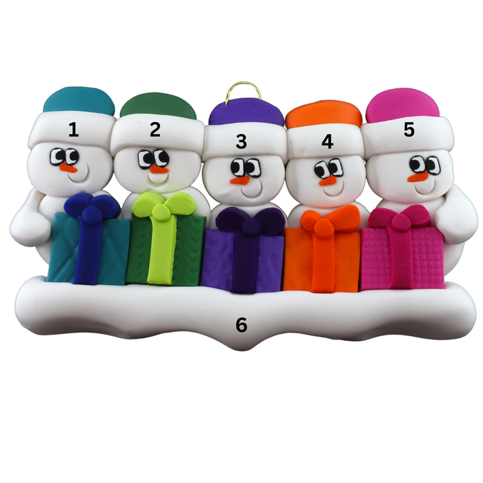 Present Snowmen Family of 5 Ornament