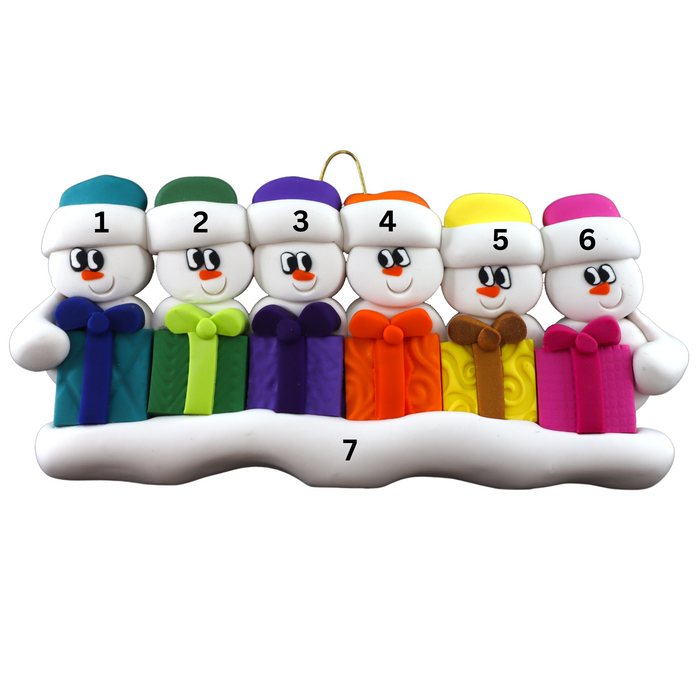 Present Snowmen Family of 6 Ornament