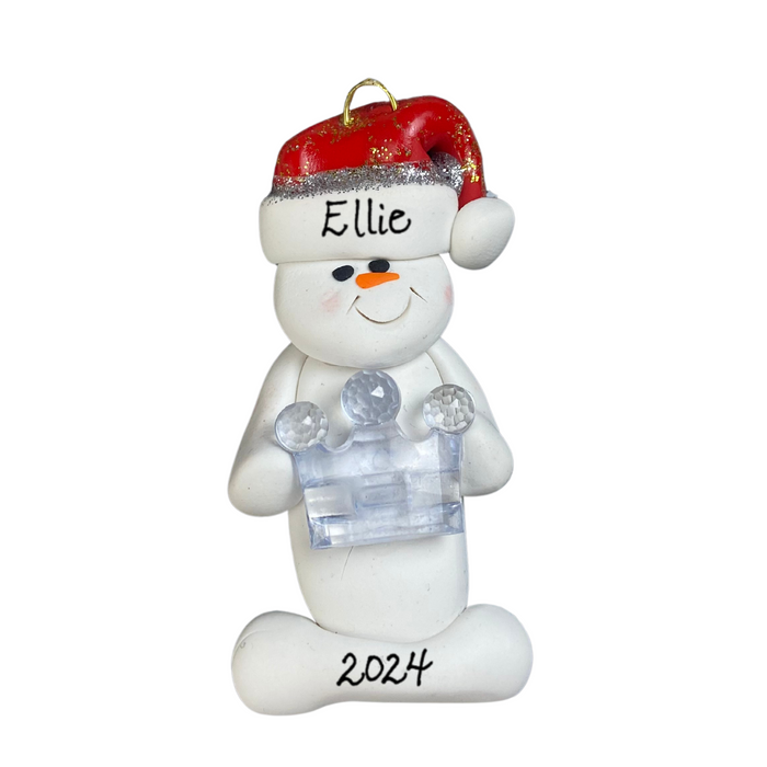 Snowman Princess Crystal Clear Ornament