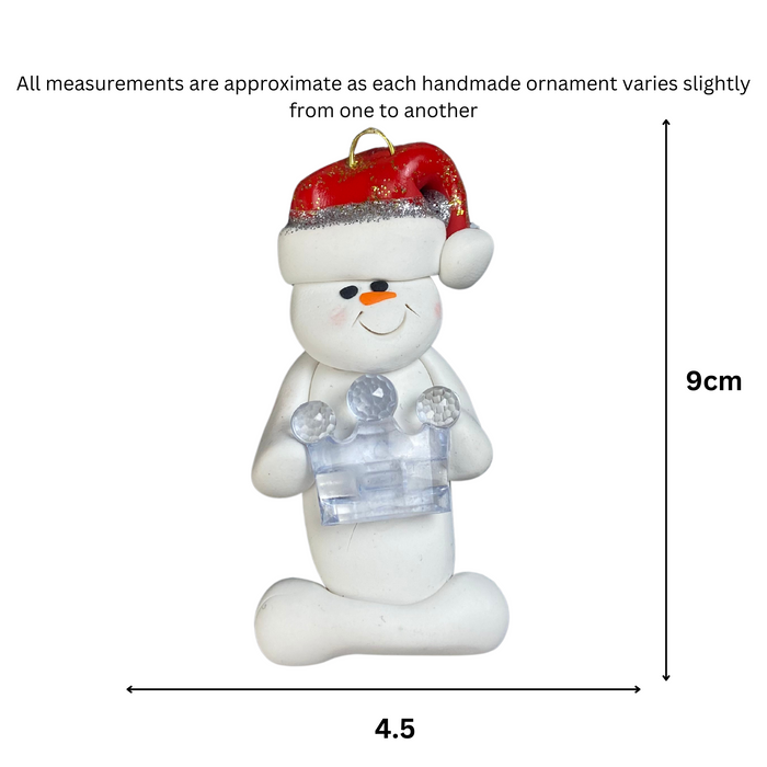 Snowman Princess Crystal Clear Ornament