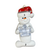 Ornament of white snowman in red hat holding clear plastic crown, numbered 1-2 for personalization.