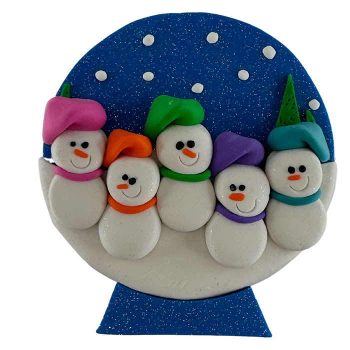 Snow Globe Family of 5 Ornament