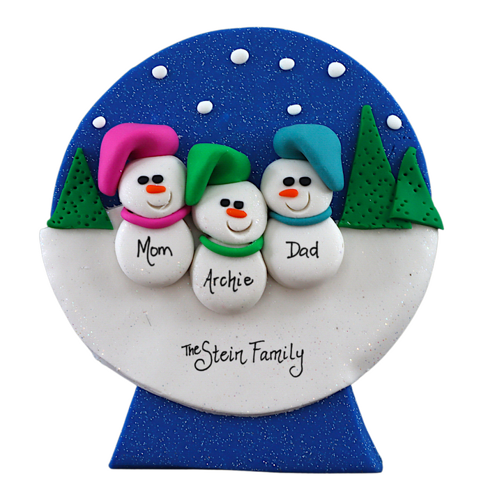 Snow Globe Family of 3 Ornament