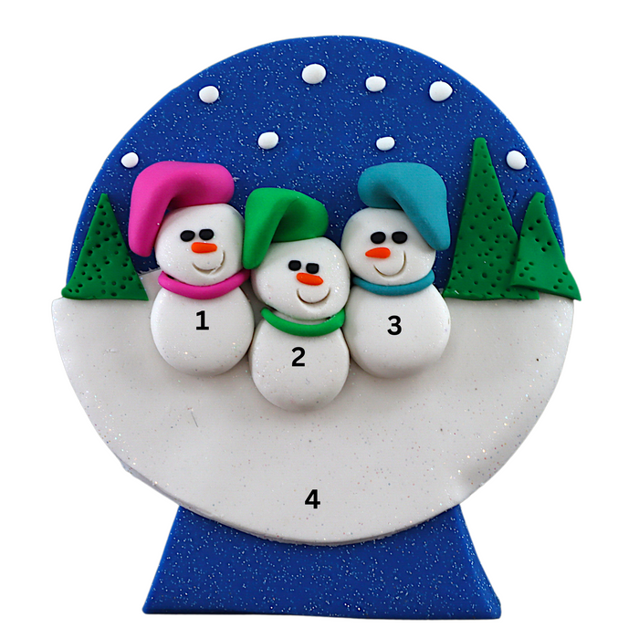 Snow Globe Family of 3 Christmas Ornament