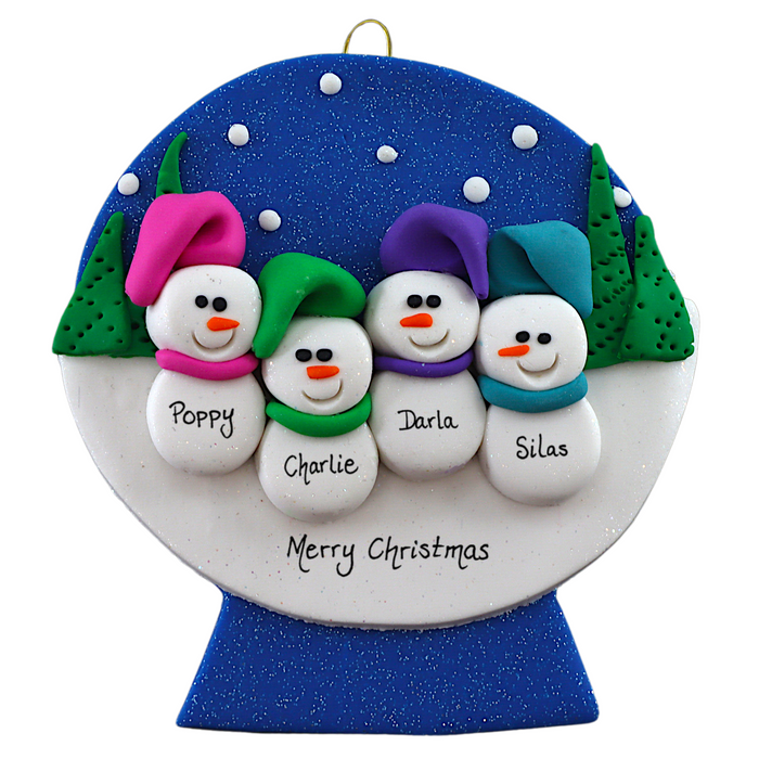 Snow Globe Family of 4 Ornament