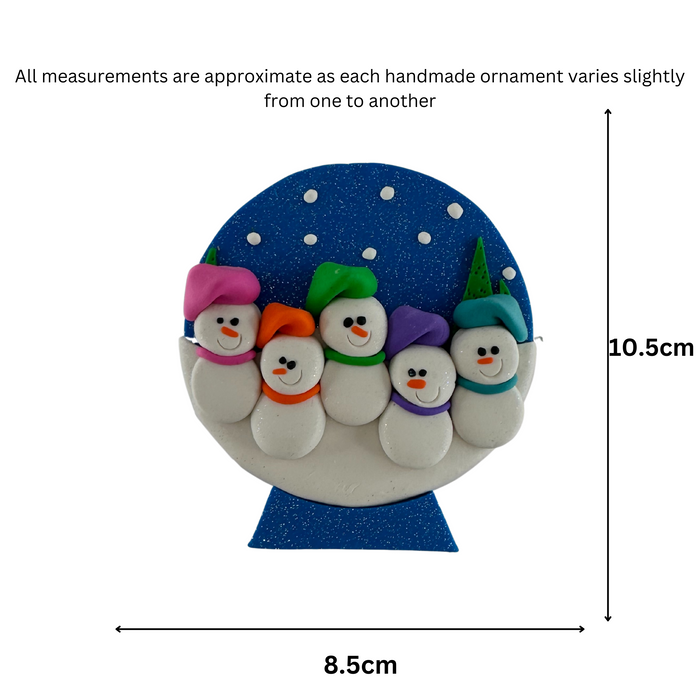 Snow Globe Family of 5 Ornament