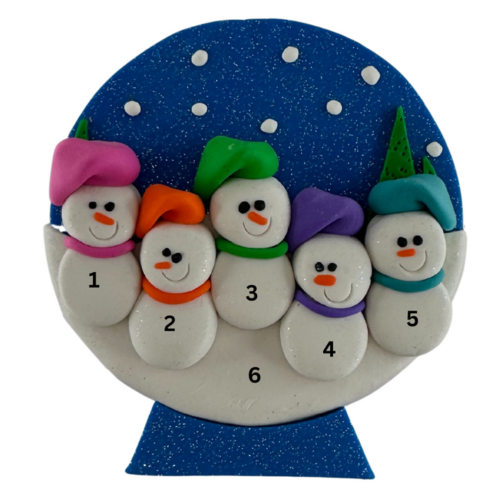 Snow Globe Family of 5 Ornament