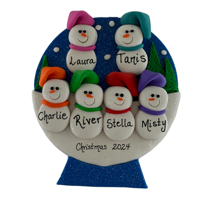 Snow Globe Family of 6 Ornament