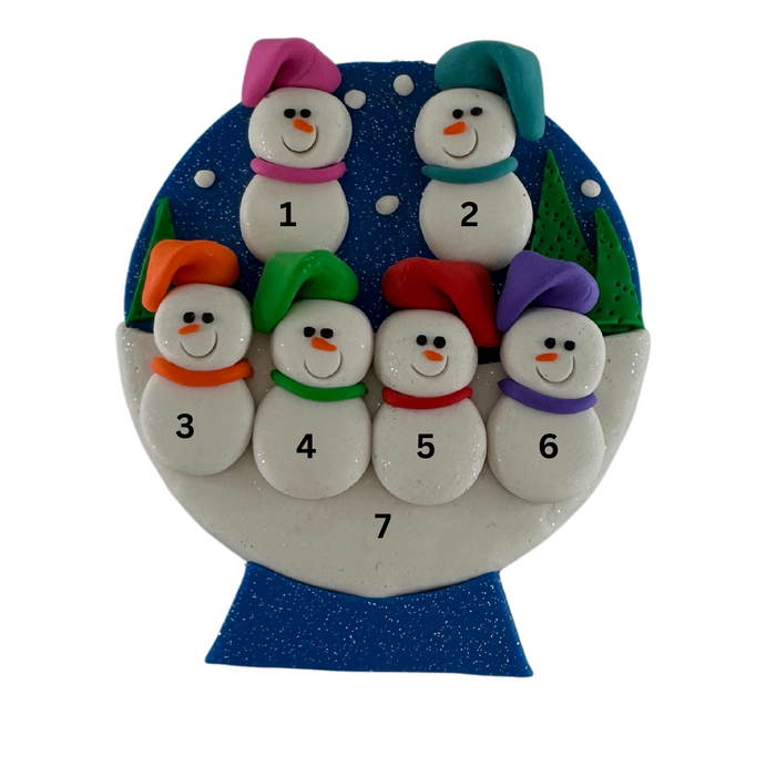 Snow Globe Family of 6 Ornament