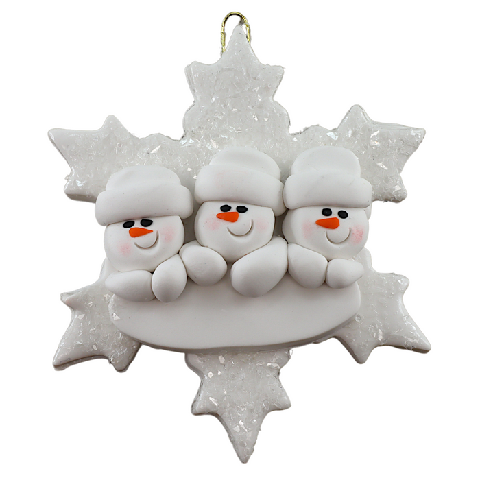 Snowflake Family of 3 Christmas Ornament