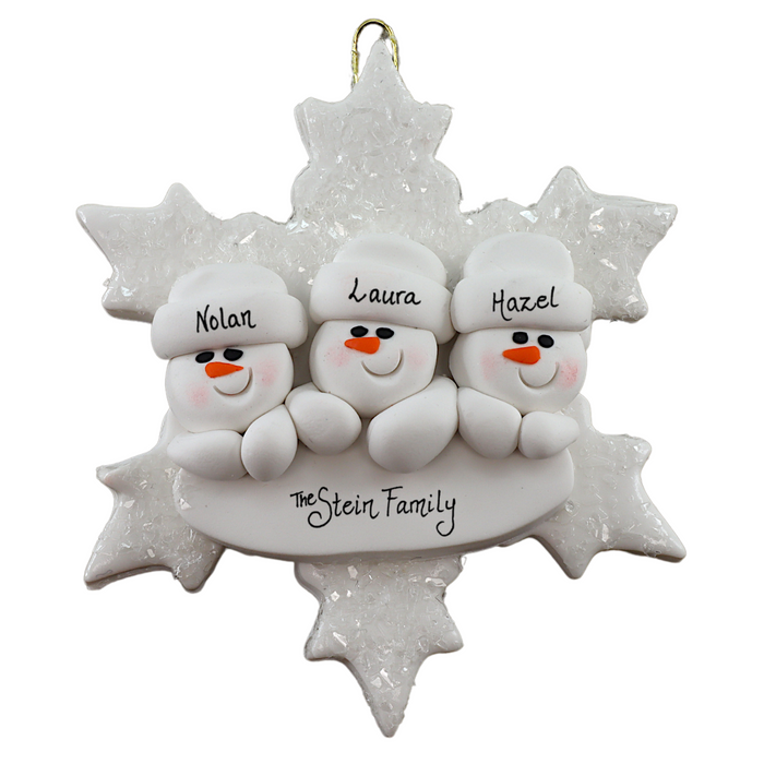 Snowflake Family of 3 Christmas Ornament