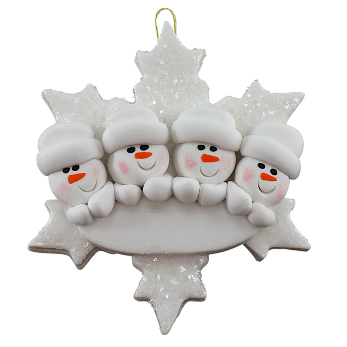 Snowflake Family of 4 Christmas Ornament