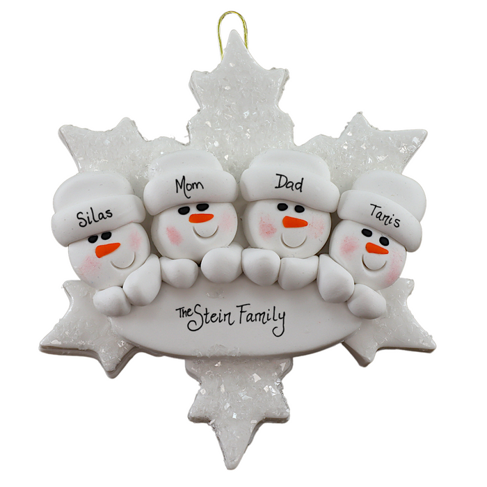 Snowflake Family of 4 Ornament