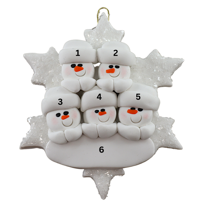 Snowflake Family of 5 Ornament