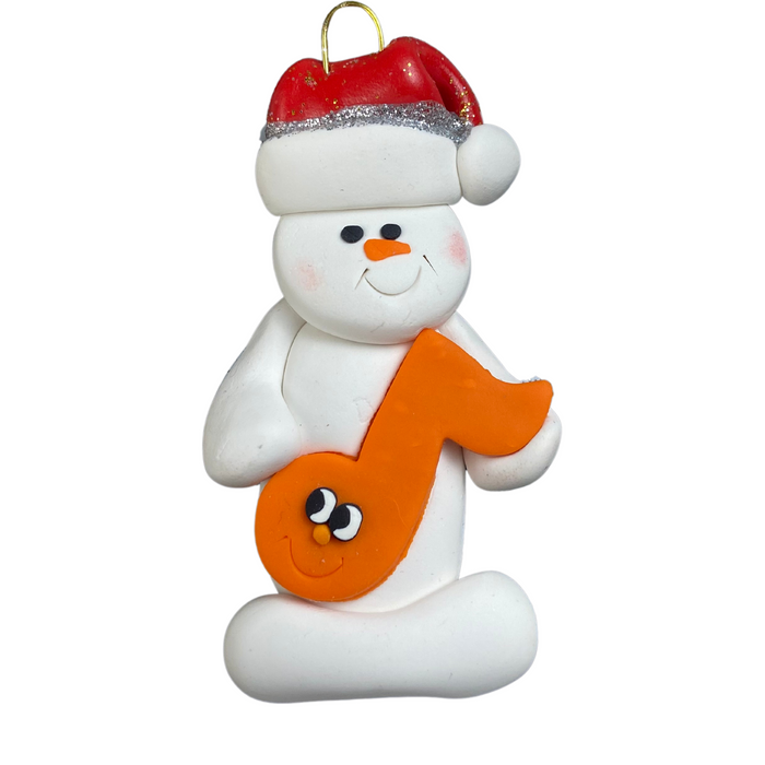 Snowman Music Lover Orange Ornament