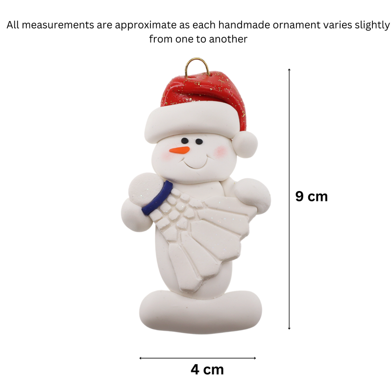 Snowman Badminton Player Christmas Ornament