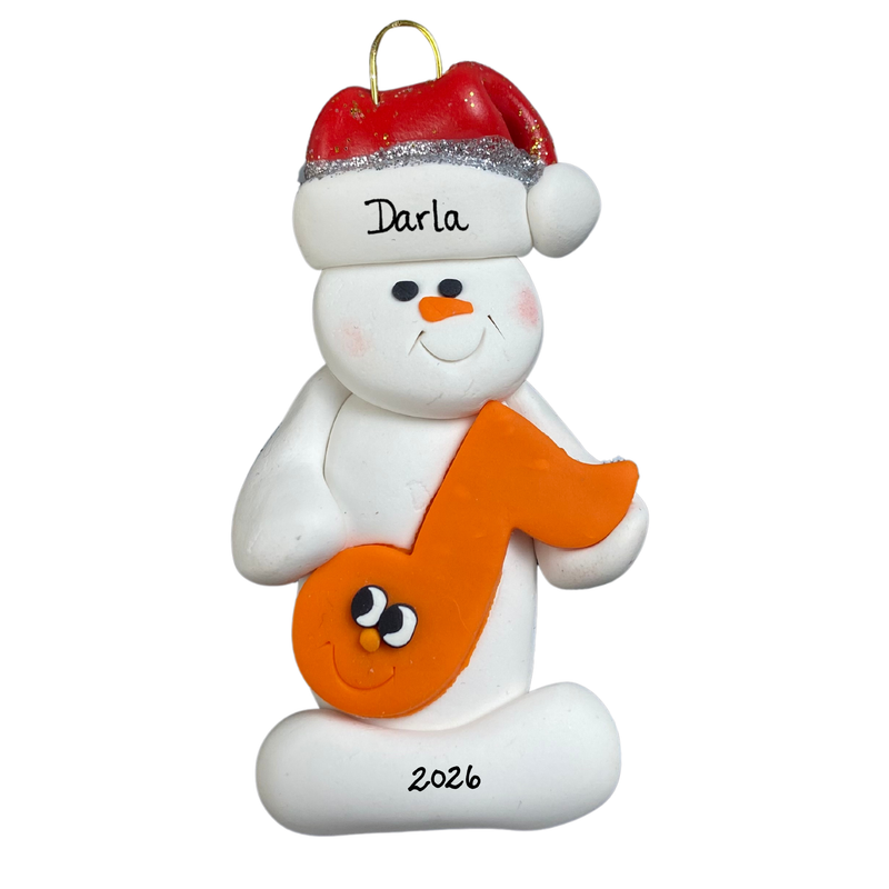 Snowman Band Member Orange Christmas Ornament
