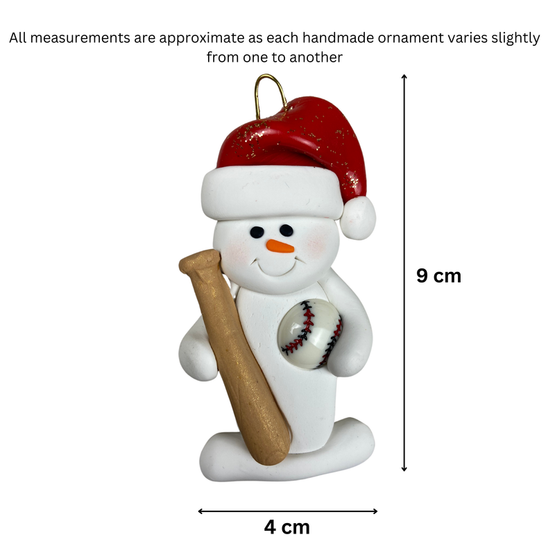 Snowman Baseball Christmas Ornament