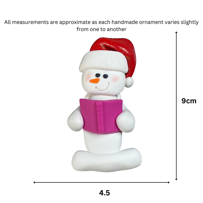 Snowman Booklover Pink Ornament