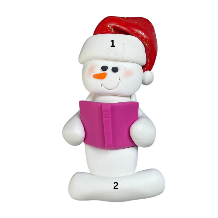 Snowman Booklover Pink Ornament