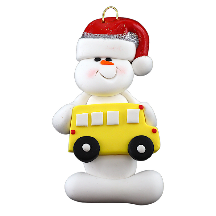 Snowman Bus Driver Ornament