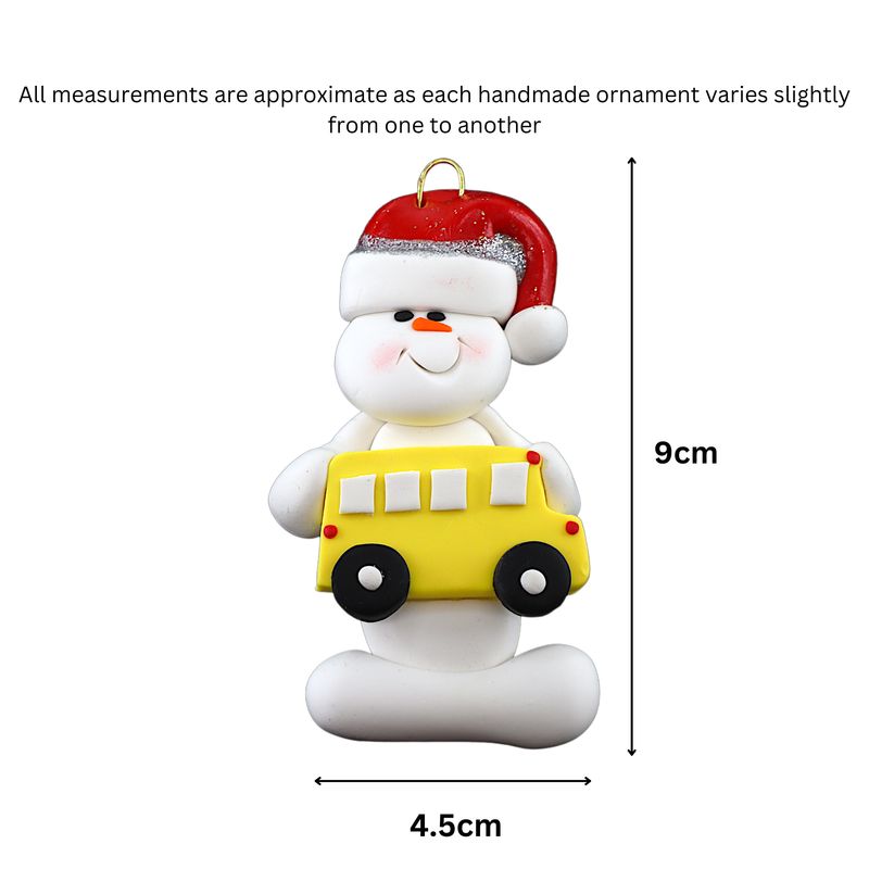 Snowman Bus Driver Christmas Ornament