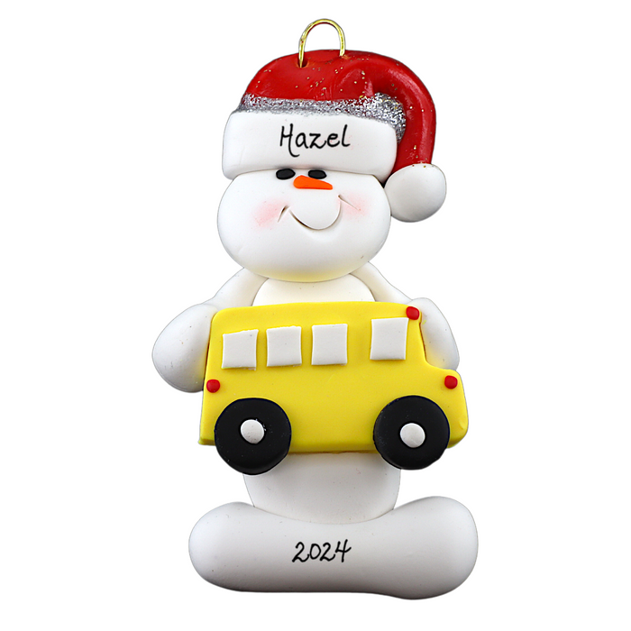 Snowman Bus Driver Ornament