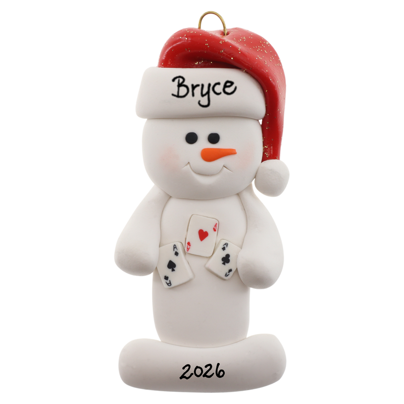 Snowman Card Player Christmas Ornament