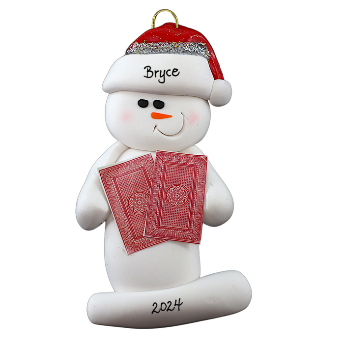 Snowman Card Player Ornament