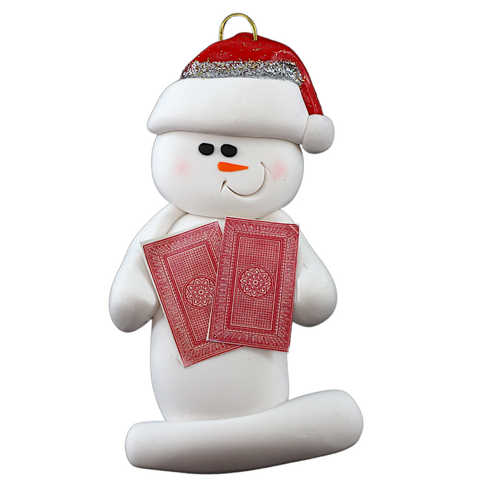 Snowman Card Player Ornament