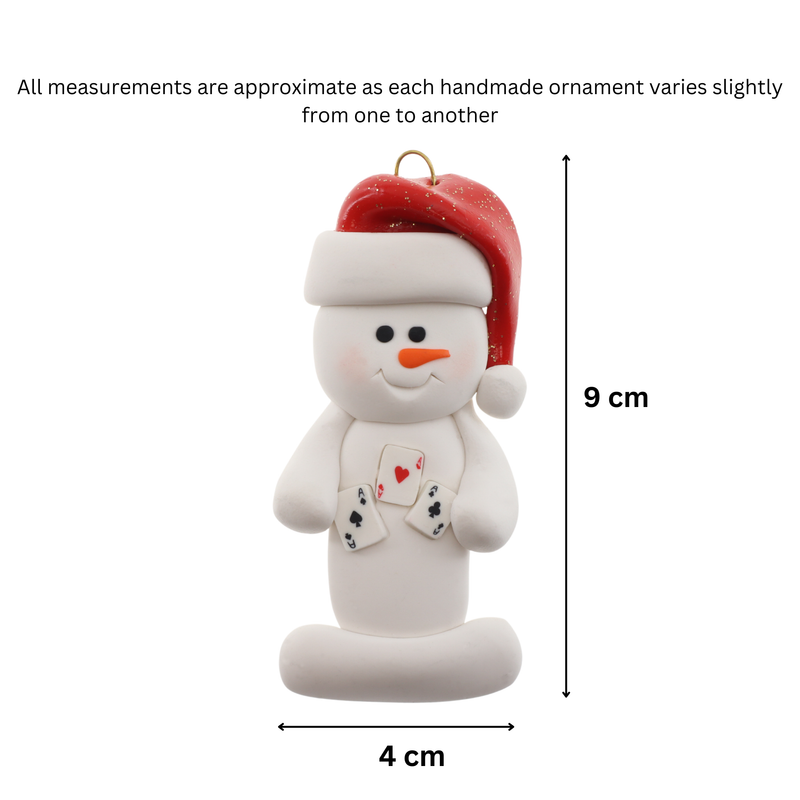 Snowman Card Player Christmas Ornament