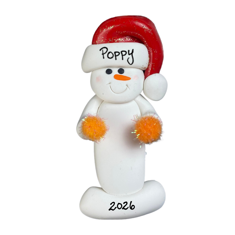 Snowman Cheerleader Christmas Ornament - Orange