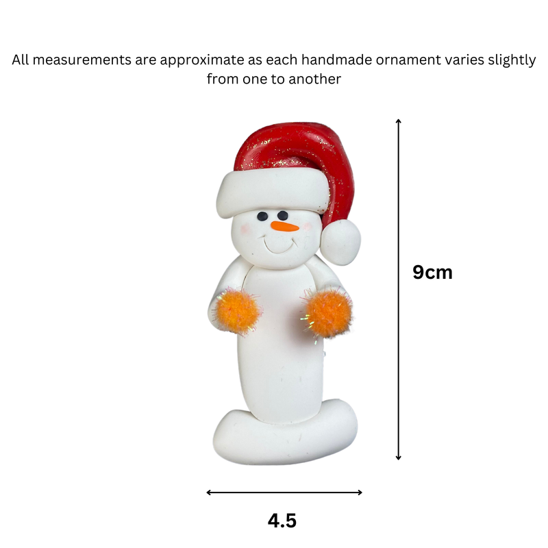 Snowman Cheerleader Christmas Ornament - Orange